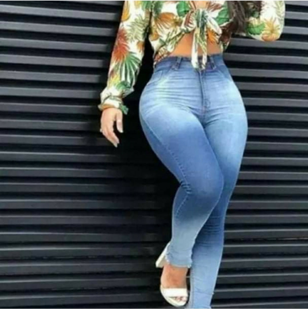 Womens unfinished bottom jeans