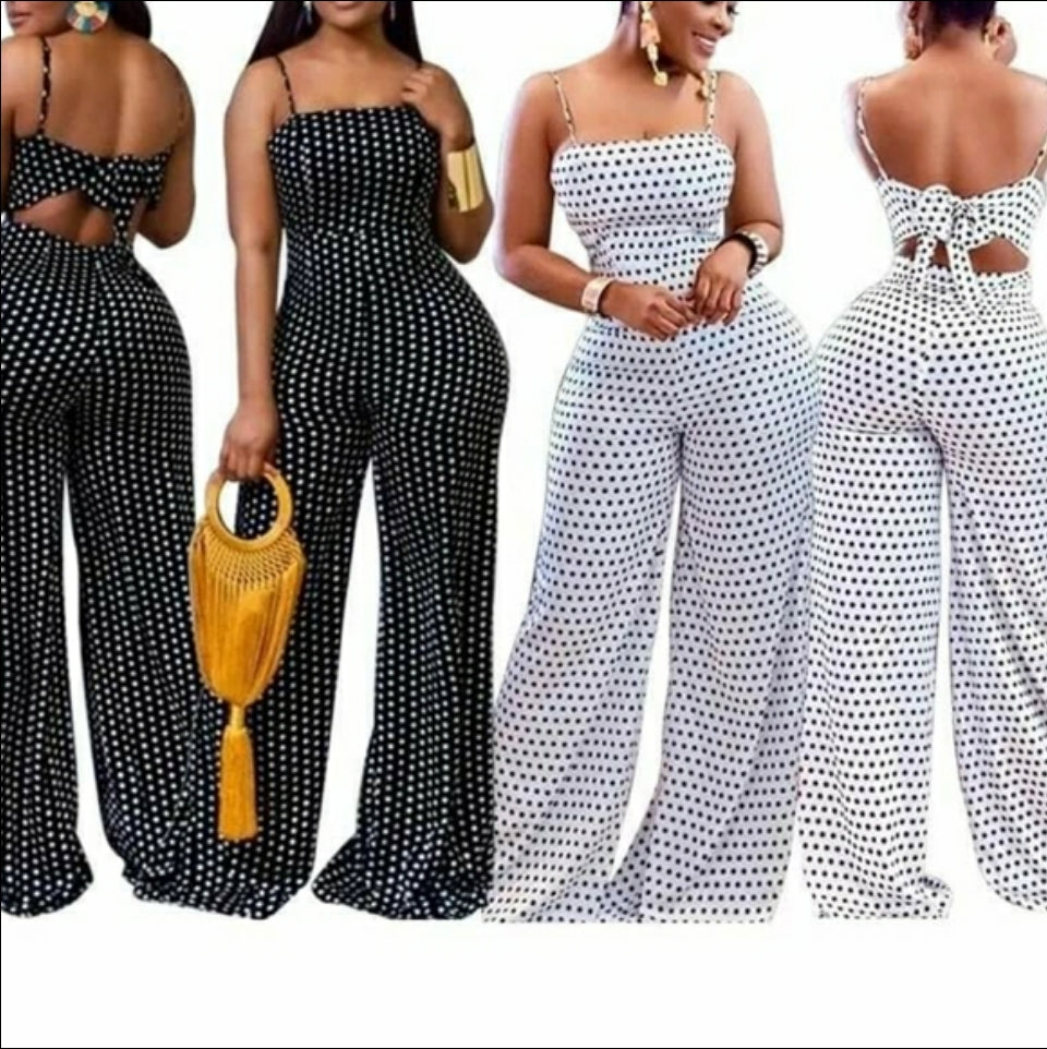 Women’s polka dots wide leg jumpsuit