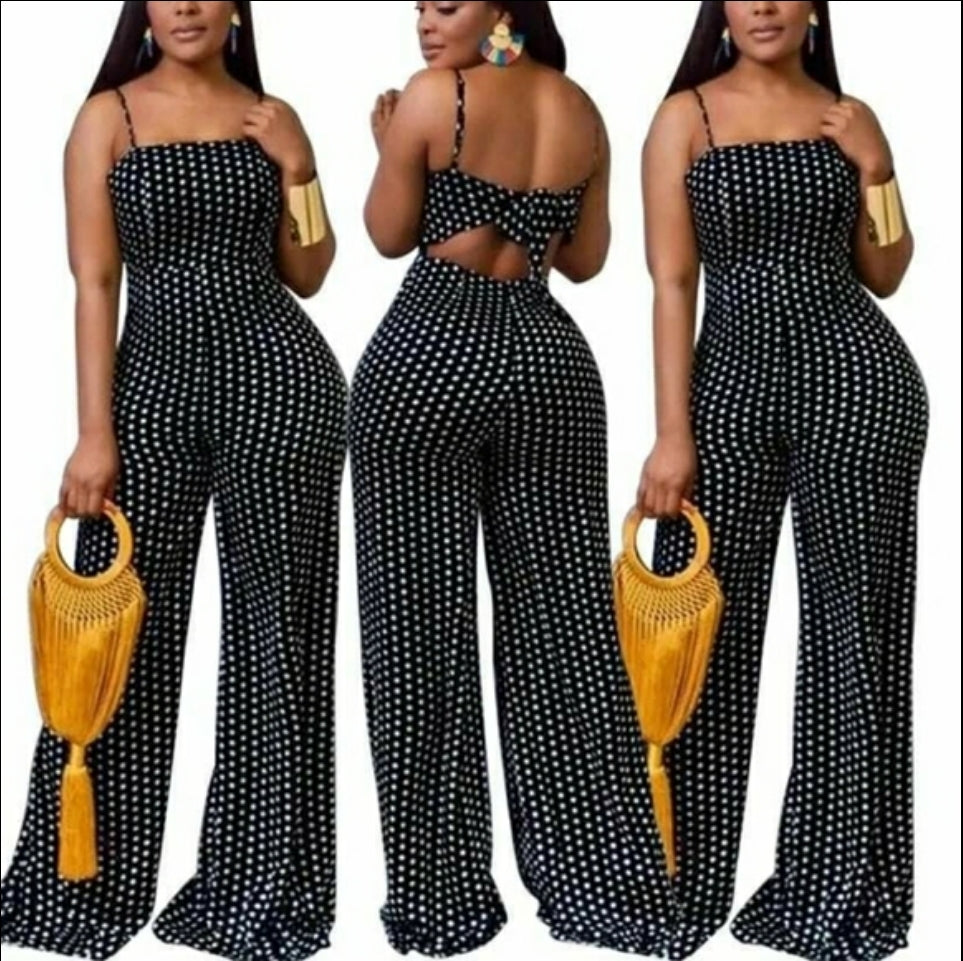 Women’s polka dots wide leg jumpsuit