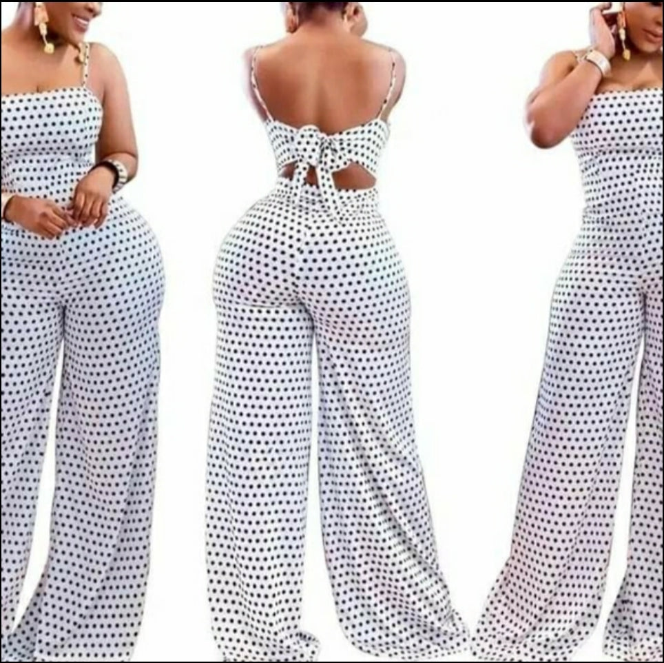 Women’s polka dots wide leg jumpsuit