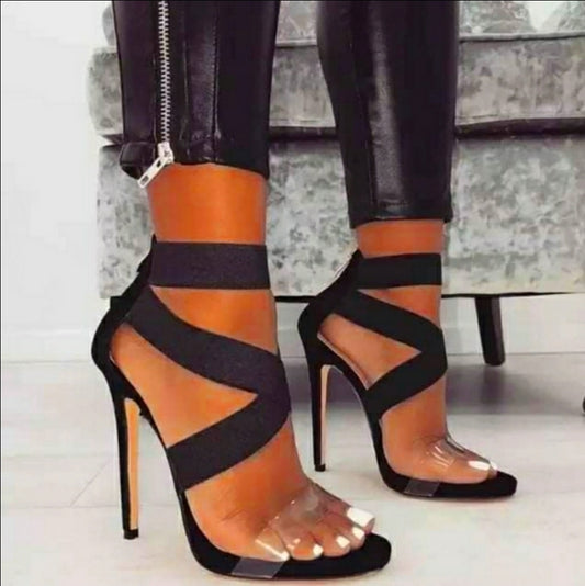 Women’s belt high heel elastic sandals