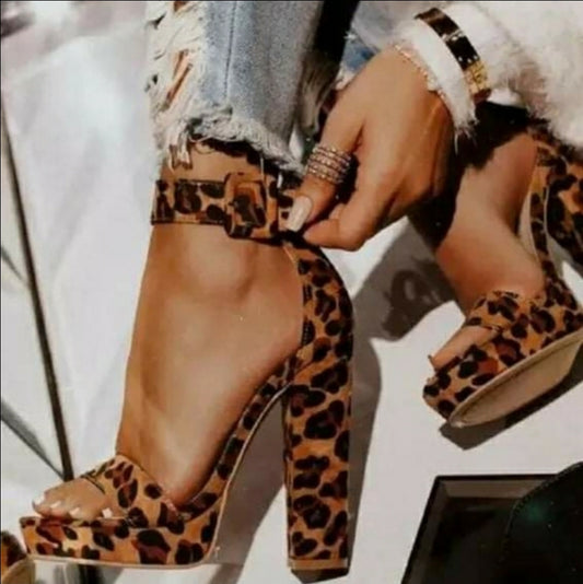 Leopard platform heels