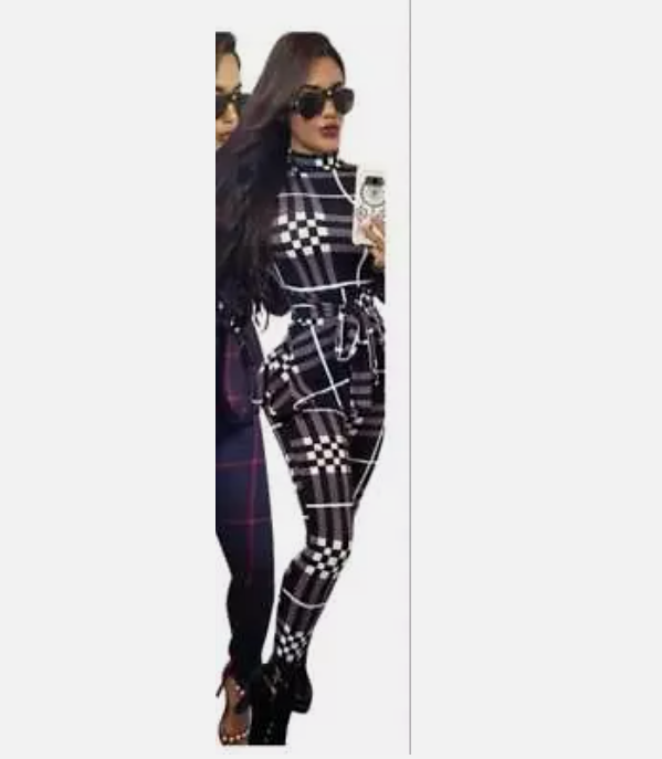 Women’s Bandage bodycon jumpsuit plaid