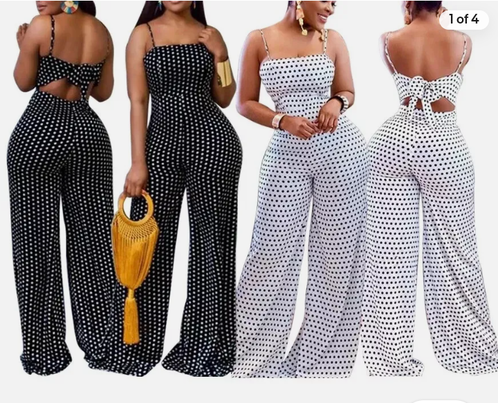 Women’s polka dots wide leg jumpsuit