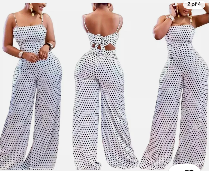 Women’s polka dots wide leg jumpsuit